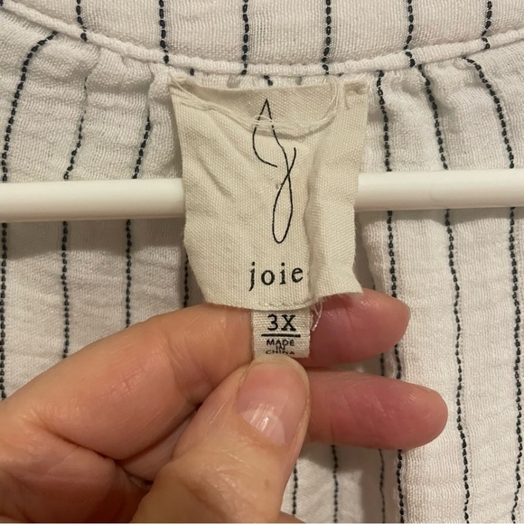 Joie White & Navy Pinstriped Peasant Blouse. Size 3X - Picture 4 of 6